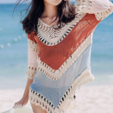 RoxieBoutique 配色沙灘罩衫連身裙