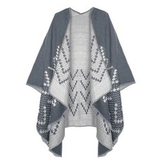 Urban CoCo 판초 망토 여성용 컬러 블록 숄 랩 앞쪽 트임 시리즈 1-카키 One Size 142297, 시리즈 26-그레이