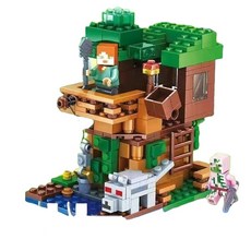 我的世界麥塊積木 樹屋貓叢林戰馬之城 機關升降拼裝益智玩具, 1個, 小樹屋(彩袋裝)81004(178片)