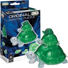 3D 입체 퍼즐 BePuzzled 거북이 오리지널 크리스탈 12세 이상 녹색, 3D Crystal Puzzle, Turtles/ Green