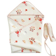 100% 오쿠루미 아기 곰 신생아 아기 스와돌 퇴원시 오미야 참 침낭 포옹 이불