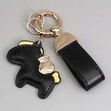 어반카 복주머니 행운말 가죽 골드 키링, 블랙, 1개