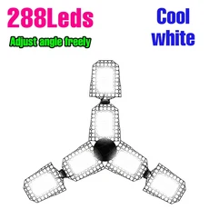 250W LED 전구 E27 차고 램프 AC220V 천장 조명 110V 스포트라이트 변형 가능 접이식 차가운/따뜻한 흰색, Cold White 200W