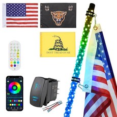 DS ZE 스프링 음악 EAHO UTV RGB 로커 추격형 ATV LED 캔암 장착된 RZR 리모컨이 3FT 나선형 스위치가 트럭용 SXS 채찍 베이스가 조명 폴라리스, 3FT / Pa of 1, 1개