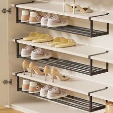 길이조절 신발장정리대 정리선반 다용도H422, 블랙, 1개