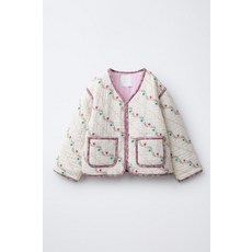 자라 키즈 ZARA KIDS 플라워 자수 퀼팅 재킷 - 크림 4493514712334257
