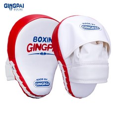 GINGPAI 복싱 핸드미트 고밀도 쿠션 충격흡수 PU 소재 스파링 훈련용 핸드타겟, 1개, 01.화이트&레드&블루
