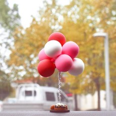 汽車擺件 告白氣球 馬卡龍色氣球底座 車內裝飾, 1個, 紅粉+氣球底坐