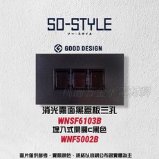 Panasonic SO-STYLE 三孔消光霧面蓋板 埋入式開關C單切3路兩用 WNSF6103 WNSF5052 原廠出貨 拆封無法退貨, 1個, 霧黑,灰色