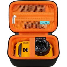 코닥 PIXPRO WPZ2 방수 디지털 카메라 휴대용 케이스 방진 하드 여행 가방 배터리 USB 케이블 및 SD 카드용 메시 포켓 검은색, 1개