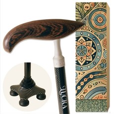 루크라 오래쓰는 카본 지팡이 230g 초경량 원목손잡이 1발 4발 미끄럼방지 고무 안전인증, 블랙, 1개