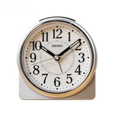 세이코 SEIKO 무소음 야광 크레센도 소형 탁상 알람시계 QHE198, 실버 QHE198S