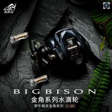 BigBison 金角微物水滴輪 防炸線遠投輪, 1個, 金角微物水滴輪,右手搖輪收線【左撇子拍】