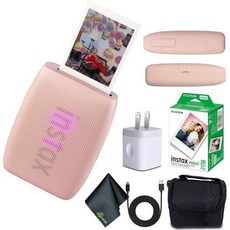 후지필름 인스타스 미니 링크 3 스마트폰 프린터 로즈 핑크 + 여행 가방 소형 즉석 필름 20장 USB 전원 충전 어댑터 디지너드 마이크로파이버 세정 천, Rose Pink
