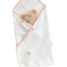 新生嬰兒純棉紗布刺繡抱被