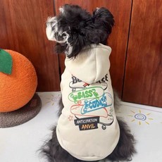 i豆寵物 寵物貓咪狗狗秋冬加絨拼色可愛小熊衛衣, 1個, 杏色英文滑板連帽衛衣冬季款,M 建議1.2.5-2.5公斤