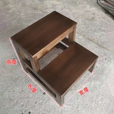格森 實木腳踏凳 多功能台階, 1個, 胡桃色【純實木 升級加厚板材】,寬50深66高60 3層