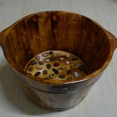 香柏木泡腳木桶碳化桶 實木泡腳盆 加深按摩家用洗腳木盆, 1個, 碳化雙耳26高 無贈品