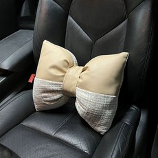 차량용 목쿠션 쿠션세트 자동차 새차꾸미기 리본 핑크 예쁜 허리쿠션, AN. 밀크티 컬러 스몰 향기 가죽 스플라이스, 1개