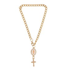 스티어링 휠 묵주 참 후방 뷰 액세서리 골드 알루미늄 합금 가톨릭 묵주 걸이 펜던트 성모 마리아 참 및 십자가 자동차 백미러 액세서리 남성 여성 선물, 스티어링 휠 묵주 참 후방 뷰 액세서리, 골드 알루미늄