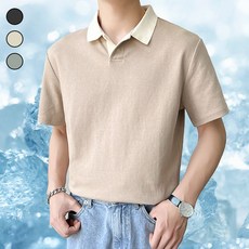남성 반팔 티셔츠 슬릭넥 봄 여름 스포츠 골프 기본핏 남자 반팔티셔츠 데일리 카키 여행
