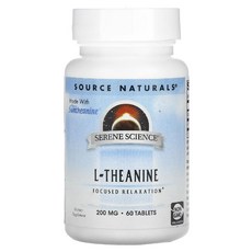 Source Naturals L-테아닌 200mg L-Theanine, 120g, 1개, 60정