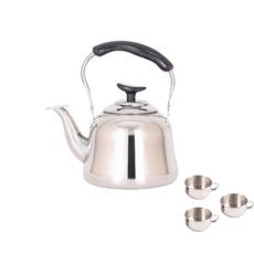 휴대용 미니 캠핑주전자 스테인레스 스틸 레인지 주전자 세트 캠핑 식기 용품, 주전자(1000ml)*1+잔(200ml)*3세트