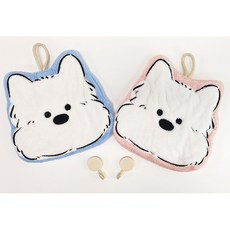 MDC 귀여운 강아지 핸드타올 / 고리형손수건 집들이선물 답례품 추천, 1개, 핑크