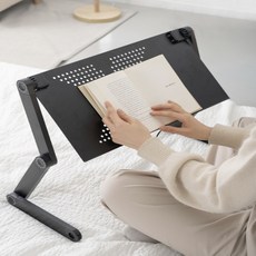 두온 각도조절 독서대 접이식 노트북 테이블 노트북책상 간이책상 노트북거치대 침대선반 베드트레이 침대테이블 침대책상, 블랙, 블랙