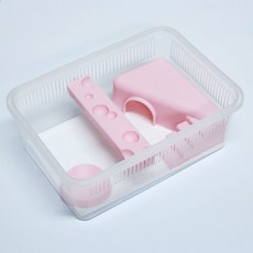 꼬망구 도마뱀 치즈 은신처 지곤 케이지 세트 사육장, 1개, 핑크색