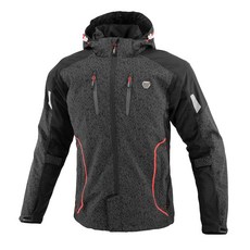 KOMINE 連帽防摔衣，防風防水，內置護具，機車騎士安全防護首選, 高反光-黑, 1個