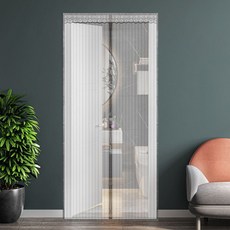 현관 방충망 자석식 스트라이프 찍찍이 탈부착 100x210cm 그레이, 단품, 단일상품0