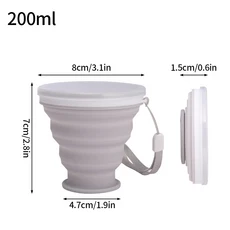 1Pc 200ml 휴대용 실리콘 접이식 접이식 컵 뚜껑 텔레스코픽 접이식 마시는 컵 야외 여행 물 컵