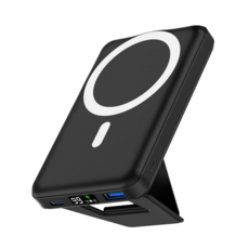 Podoru 맥세이프 무선 10000mAh 고속충전 PD22.5W 보조배터리 대용량 QC3.0 휴대용 거치대, 블랙, KT-D009