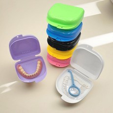 1+1 보냄 컬러 똑딱이 교정기 틀니 케이스 유지장치 인비절라인 보관함, 1세트, 소형/화이트