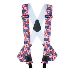 KUNN 남성용 멜빵 튼튼한 5.1cm(2인치) 사이드 클립 조절 가능한 탄성 브레이스 트럭 스타일 작업 서스펜더 미국 국기 165102