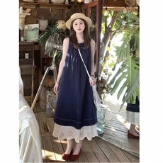 Yellwel 레이스 조립 투피스 베스트 원피스 여성 여름 롱드레스 DJP