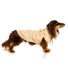 LIFELIKE 狗狗刺繡連帽衫 寵物服飾 保暖舒適 簡約設計 多種尺寸, BEIGE, 1個