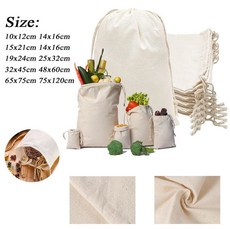 면 끈 조임식 보관 가방 화이트 캔버스 가방 사탕 선물 포장 파우치 재사용 가능 가정 잡화 정리 방진 주머, 07 32x45cm 1pcs