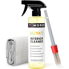 울트라 카 인테리어 시트 및 실내 장식 클리너 - 얼룩 먼지 오일 그리스 제거 가죽 비닐 플라스틱 등에 안전한 자동차 디테일 키트 트럭 SUV RV 17온스 체리 와 호환됩니다, Yellow, 17 Fl Oz (Pack of 1)