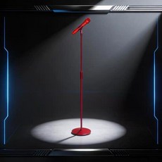 스탠드 마이크 노래방 장난감 악기 멜로디 역할 놀이 스텐드, 1개, 레드 + 레드 대형 마이크 튜브