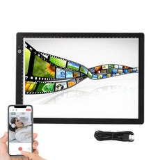 슬라이드 네거티브 필름 스캔용 슬라이드 뷰어 라이트 박스 3가지 밝기 백라이트 앱 편집 초박형 소프트 라이트 박스 스캐너 LED 슬라이드 스캐너 USB 전원 포함, 슬라이드 네거티브 필름 스캔용 슬라이드 뷰어 라이트 박
