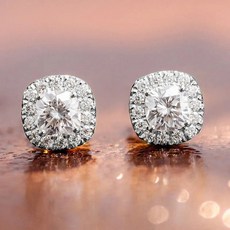 여성 925 스털링 실버 큐빅 스터드 귀걸이 절묘한 쿠션 CZ 소형 이어 쥬얼리 선물, 02 5549