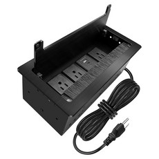 3개의 AC 전원 콘센트와 USB 고속 충전이 가능한 컨퍼런스 테이블 허브 콘센트 9 8FT 코드 내장 사무실 가정 학습 공간용 대형 데스크톱 소켓 연결 상자
