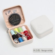 臺灣爆款-針線盒家用高質量好宿舍縫補針線套裝便攜結婚針線包實用縫衣線盒, ★☆米白色（16件套裝）★☆, 1個