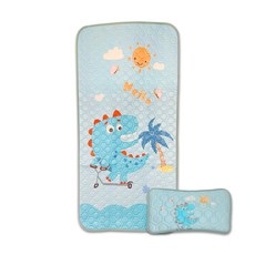 JoyBaby 乳膠涼蓆枕頭組 嬰兒床墊 涼感床墊 寶寶乳膠冰絲涼蓆枕頭組, 滑板恐龍, 1個