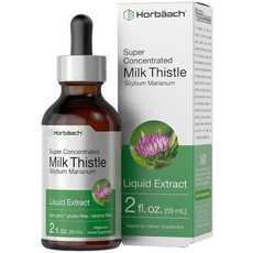 Horbäach 밀크 씨슬 추출물 액체 | 59.1ml(2온스) | 알코올 프리 | 채식주의자 GMO 프리 및 글루텐 프리 보충제, Horbäach 밀크 씨슬 추출물 액체 | 59.1m, 1개
