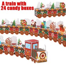 크리스마스 어드벤트 캘린더 아이들 기차 모양 사탕 상자 선물 카운트다운 새해 장식, 1. 24 Train Style Box