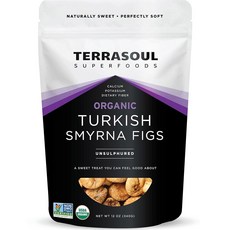테라소울 슈퍼푸드 유기농 스미르나 터키 무화과 12온스 - 무첨가 설탕 | 무황색 완벽하게 건조됨, 1개