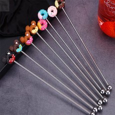 키템 1도넛머들러-땡땡핑크 머들러 롱 스푼 믹싱 스푼